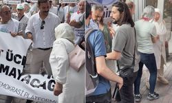 Eskişehir’de pankart gerginliği; Yaşlı kadından ilginç hamle