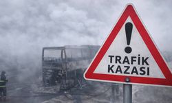 Eskişehir-Ankara kara yolunda yolcu otobüsü yandı