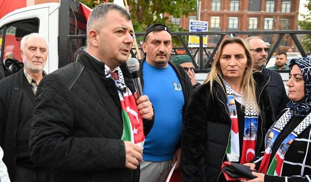 Emirdağ’da Filistin’e destek amaçlı yoğun katılımlı yürüyüş