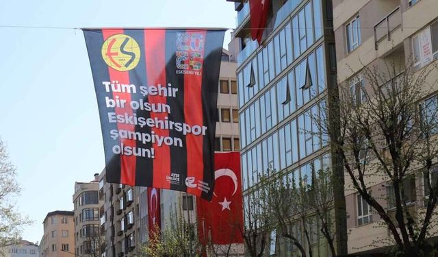 Eskişehir Büyükşehir Belediyesi şehri Eskişehirspor bayrakları ile donatıyor